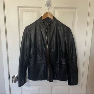 Via Spiga Lamb Leather Jacket Black Petite Medium